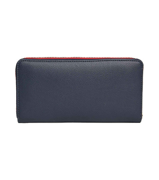 Women's Essential Signature Large Zip-Around Wallet Space Blue