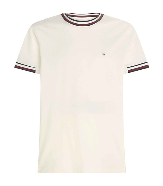 Men's Bold Global Stripe Tipping T-Shirt Ancient White