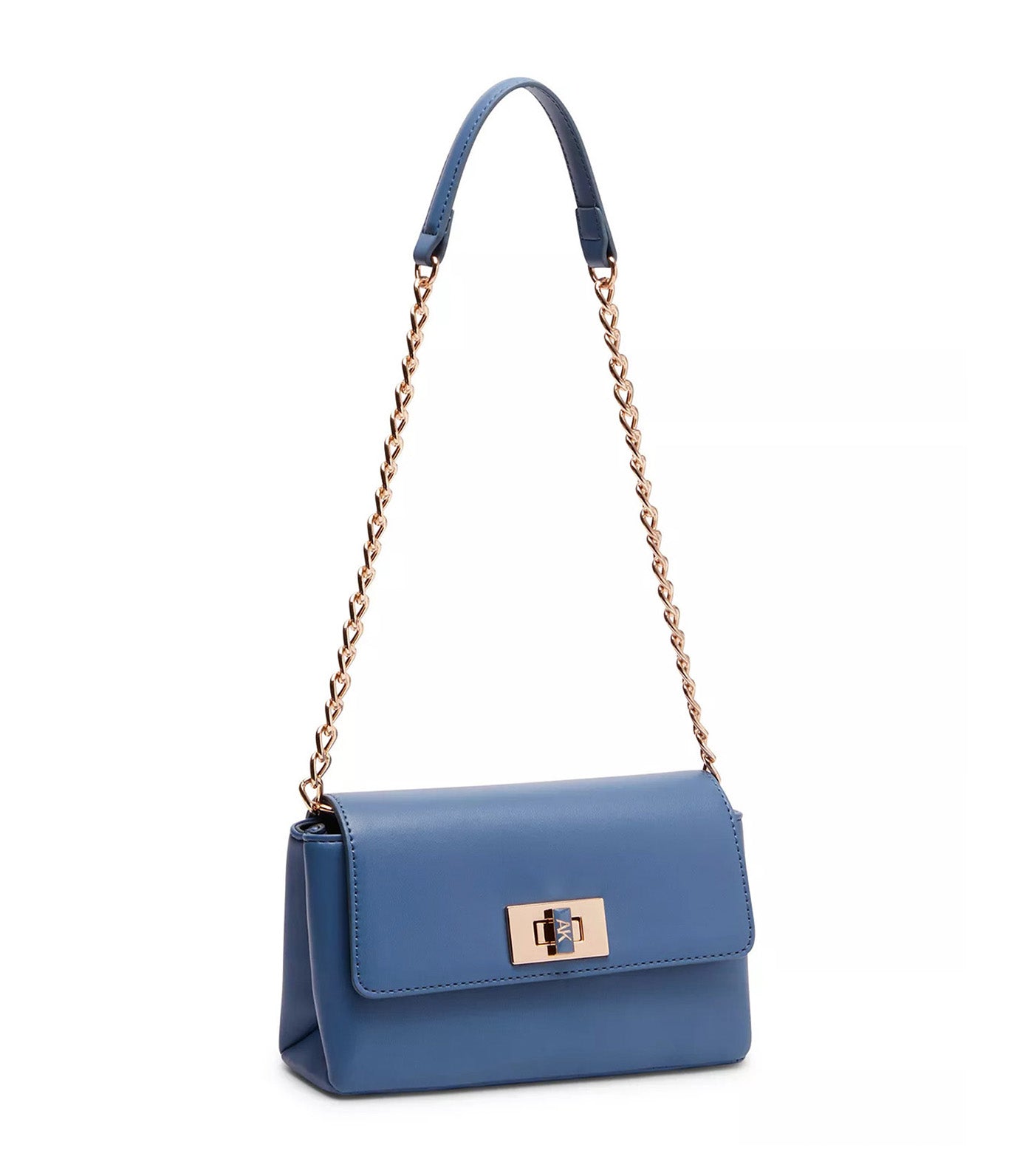 Mini Flap Shoulder Bag with Enamel Turn Lock Elemental Blue