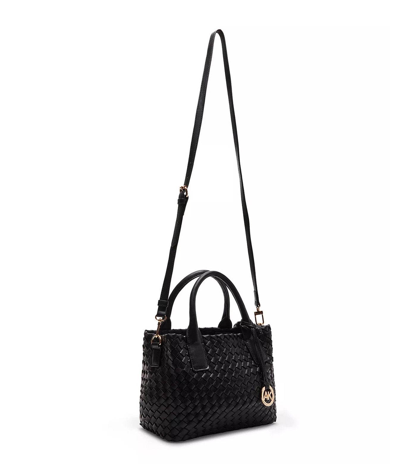 Small Woven Tote with Detachable Pouch Black
