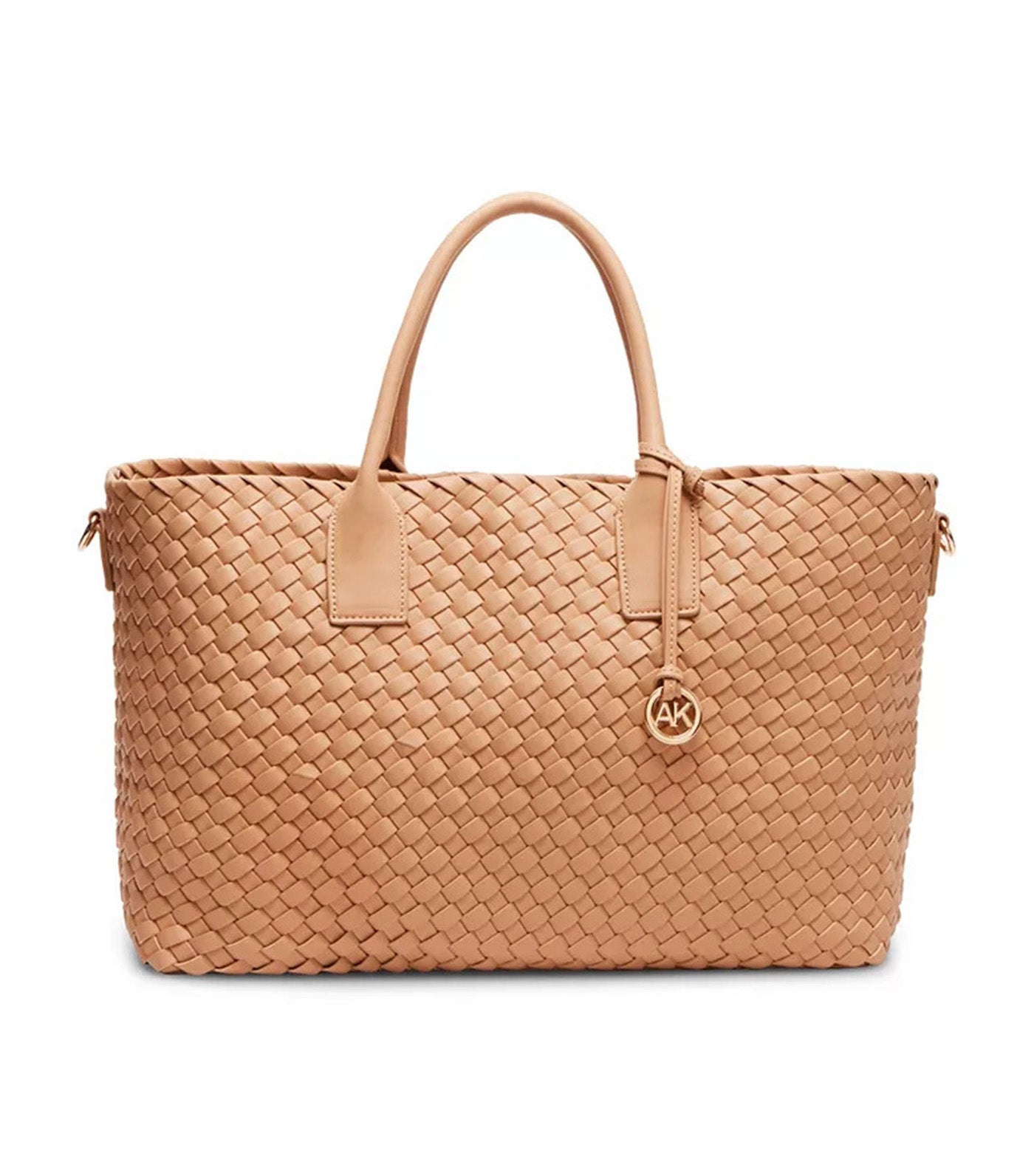 Large Woven Tote with Detachable Pouch Latte