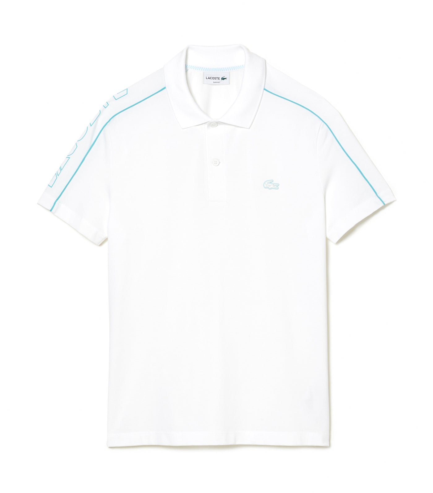 Contrast Accent Lacoste Print Polo Shirt White/Cove