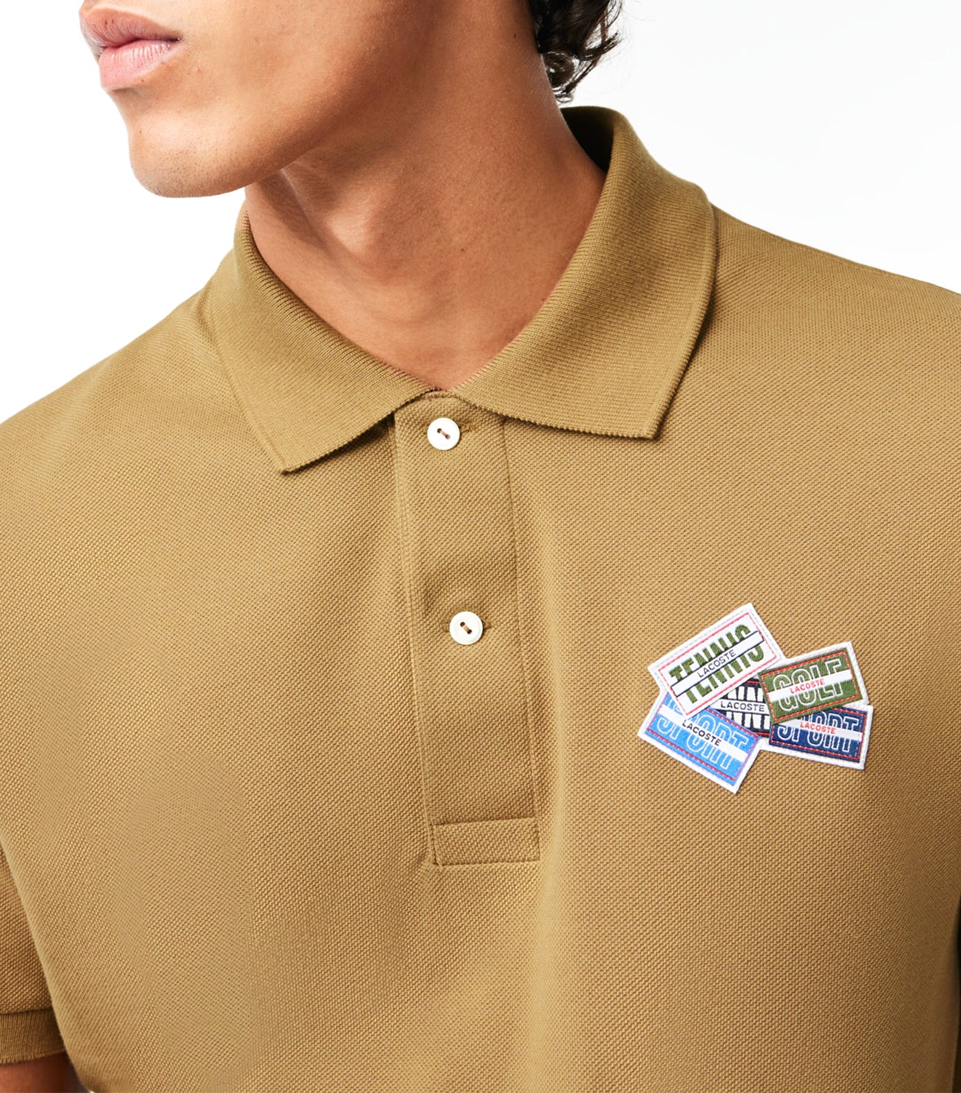 Cotton Piqué L.12.12 Badge Detail Polo Shirt Cookie