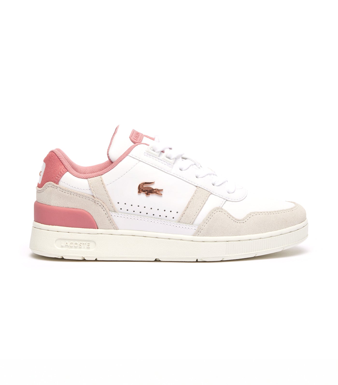 Women's T-Clip Contrasted Leather Trainers White/Light Pink