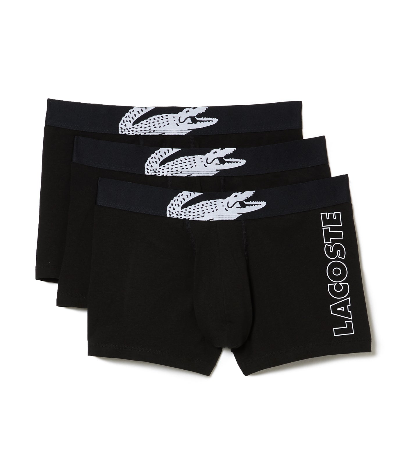 Men's Lacoste Crocodile Print Trunk Three-Pack Black