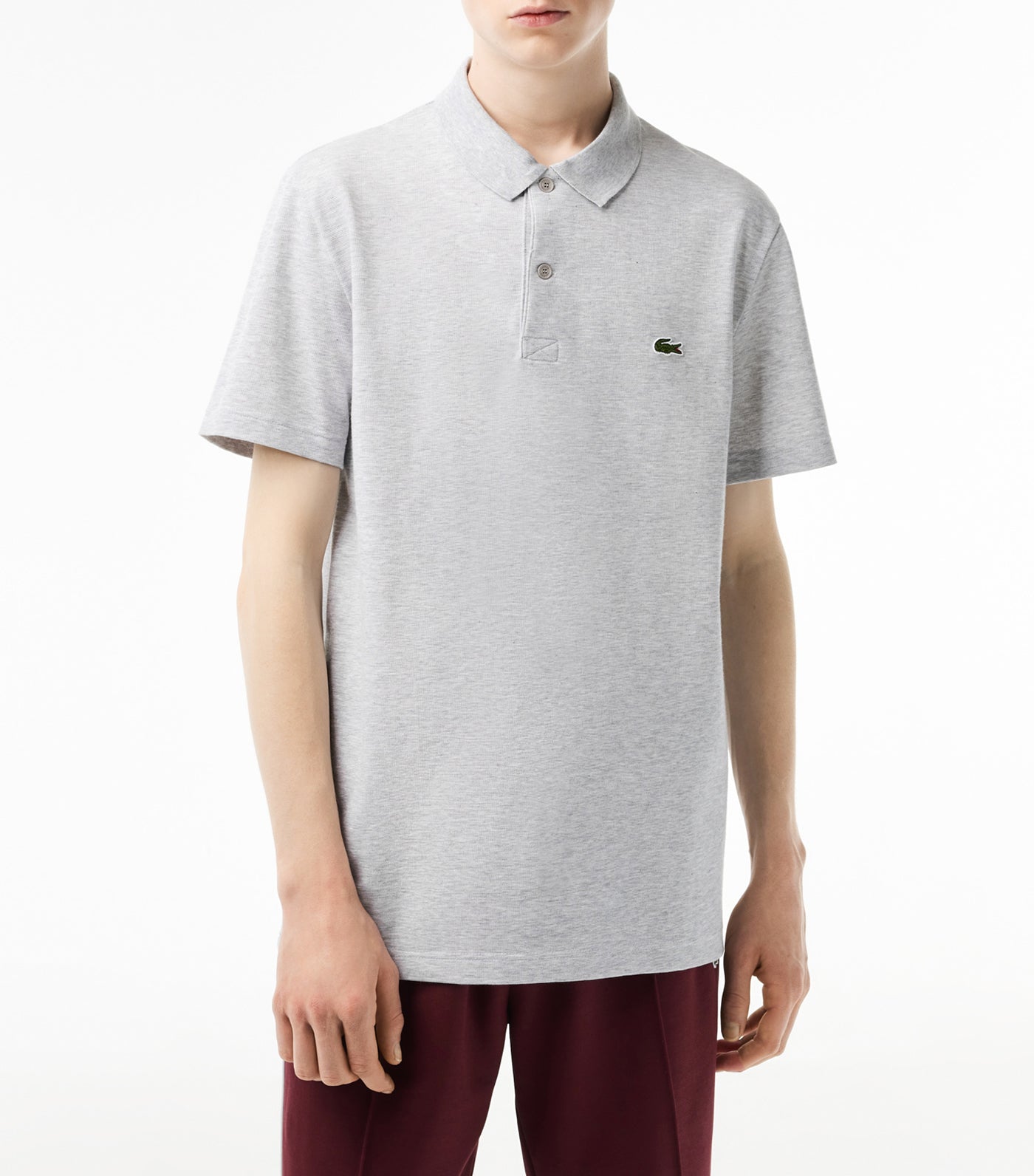 Regular Fit Cotton Polo Shirt Silver Chine