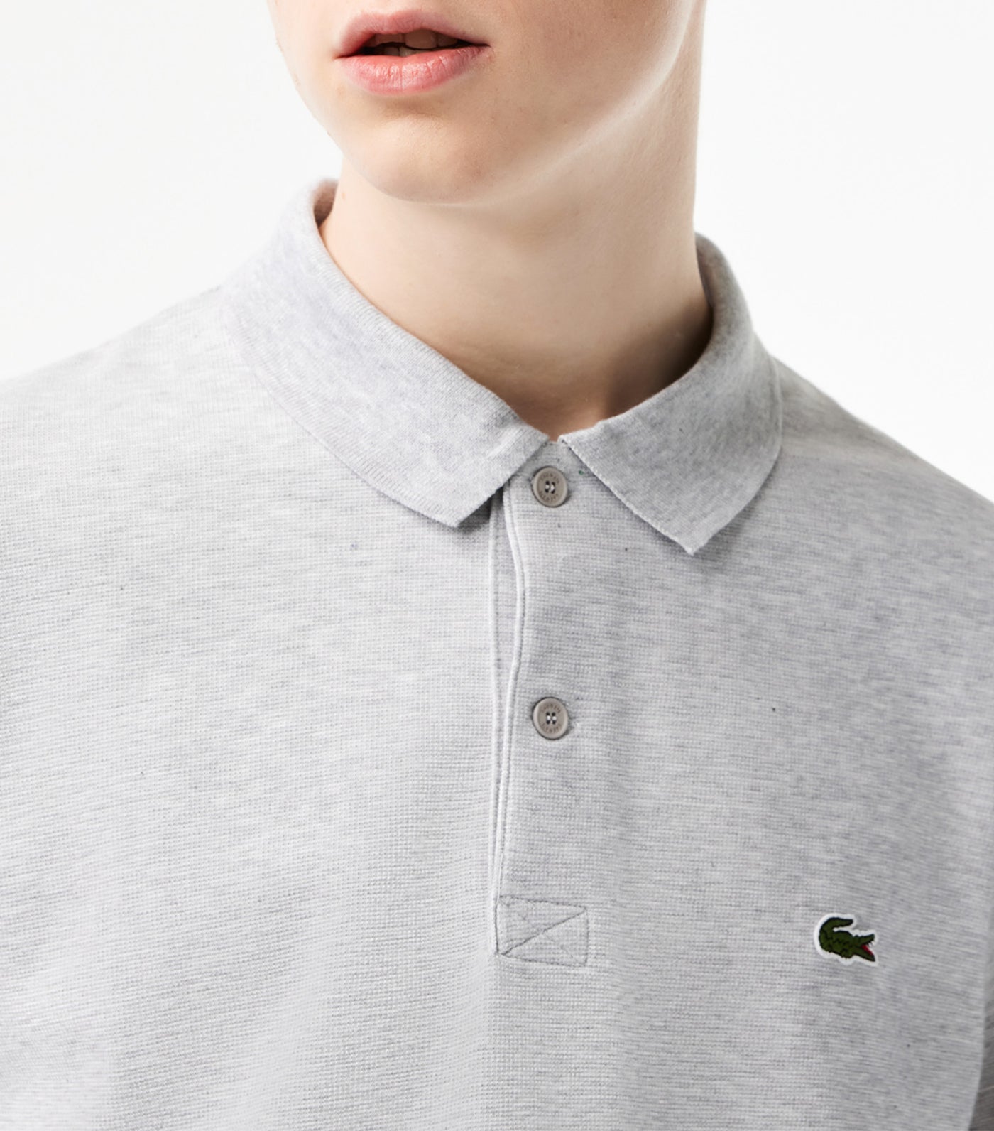 Regular Fit Cotton Polo Shirt Silver Chine