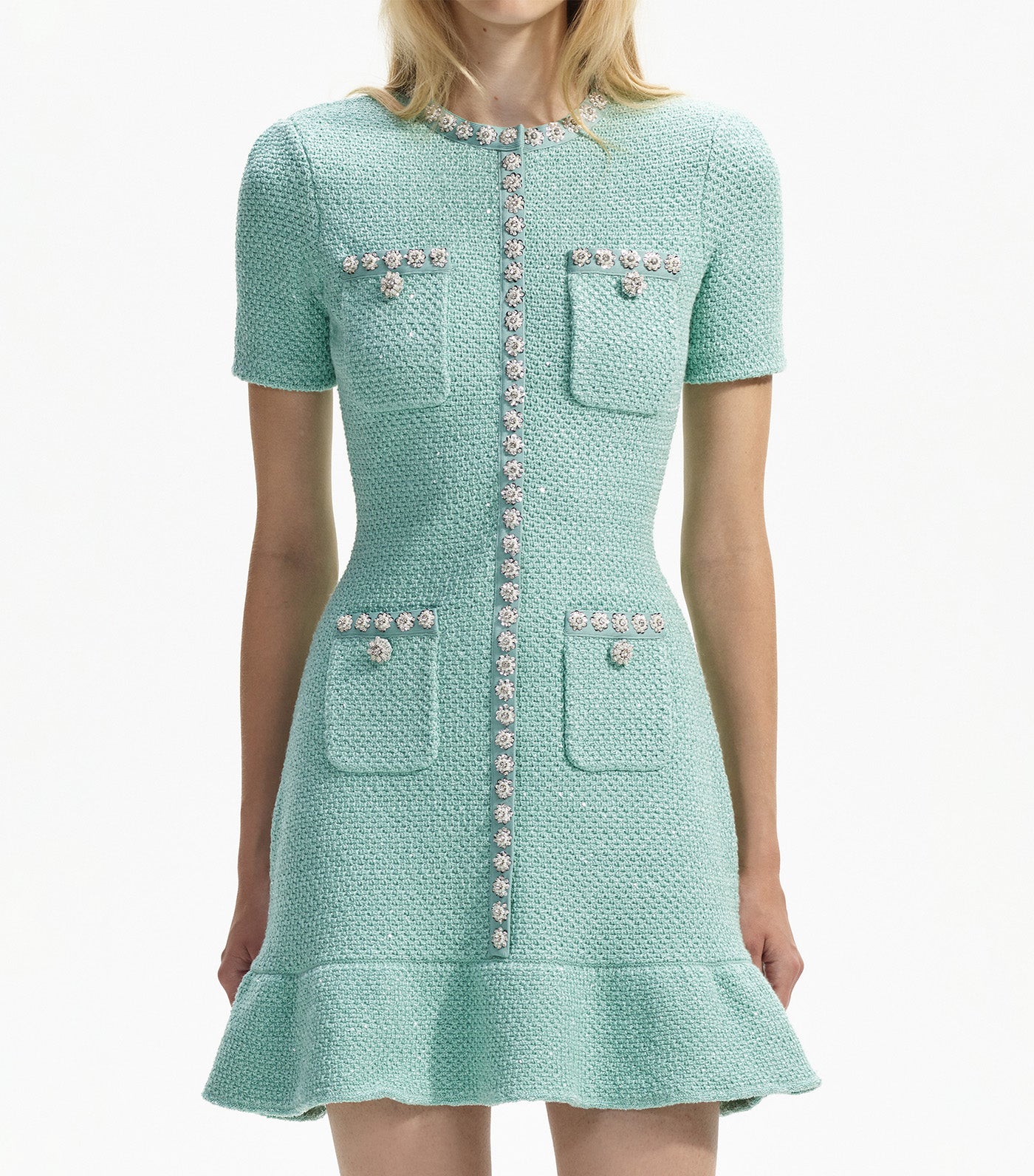 Sequin Knit Mini Dress Mint