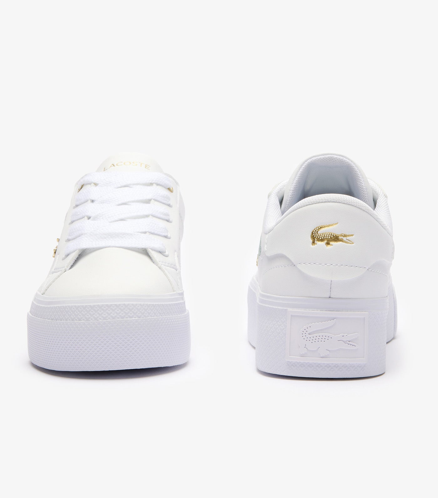 Lacoste Women s Ziane Platform Logo Leather Trainers White Gold Rustan s