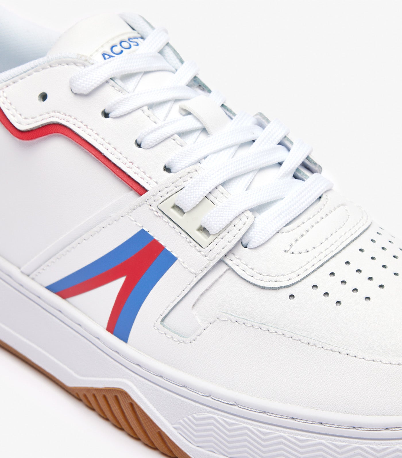 Men's L001 Leather Logo Trainers White/Red/Blue