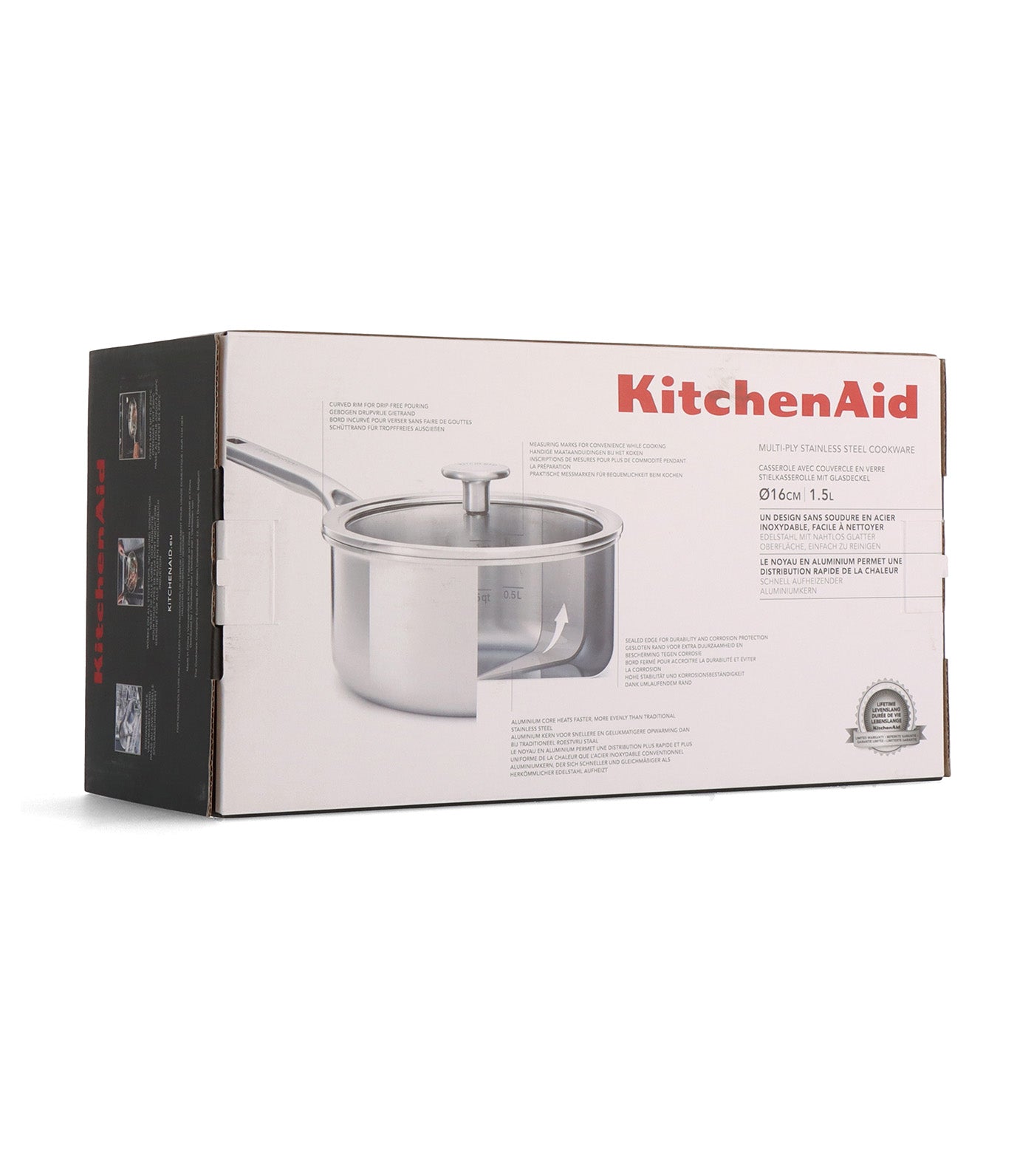 KitchenAid Multiply Tri-Ply Covered Sauce Pan Uncoated - 16cm