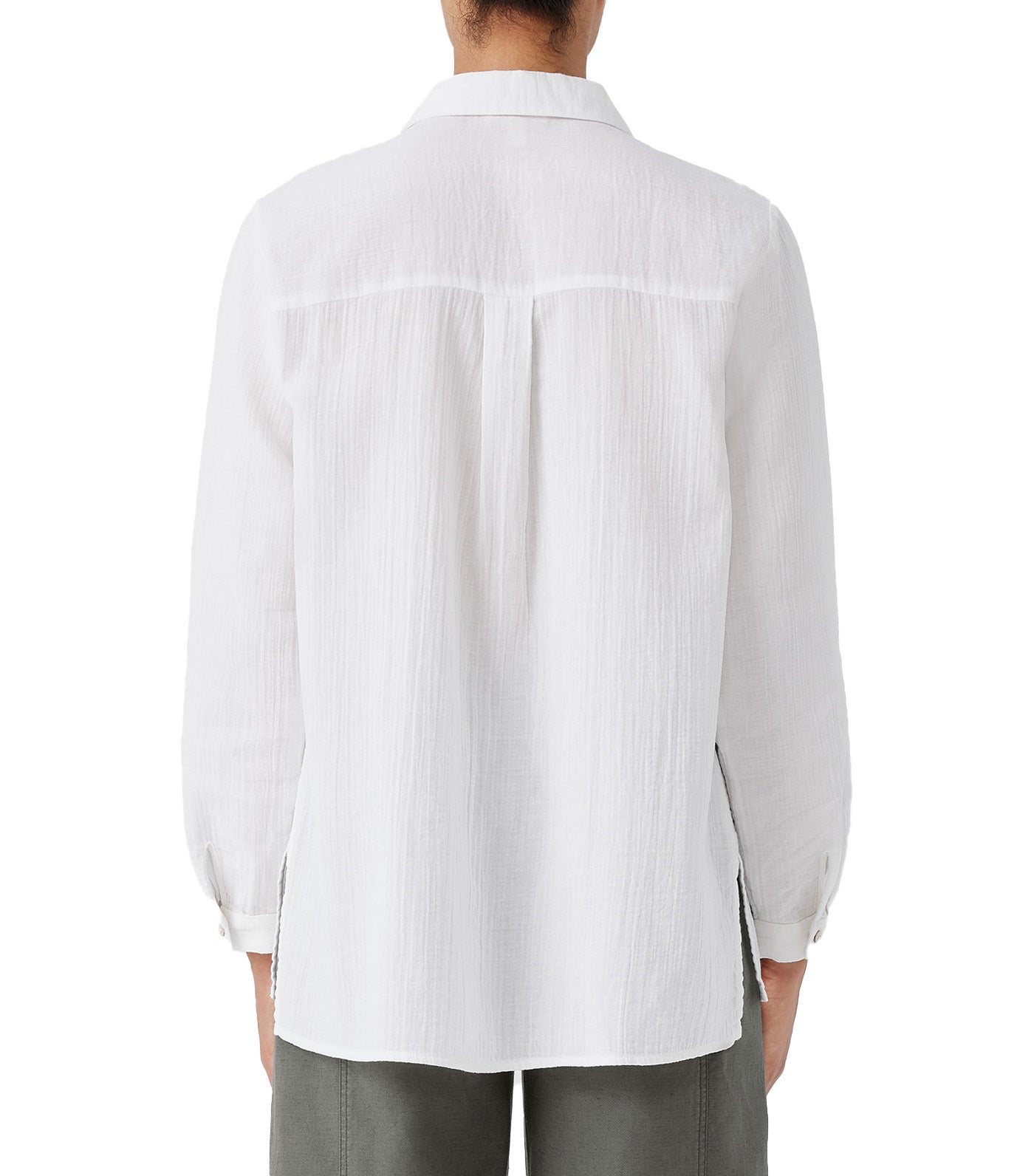 Organic Cotton Ripple Classic Collar Shirt White