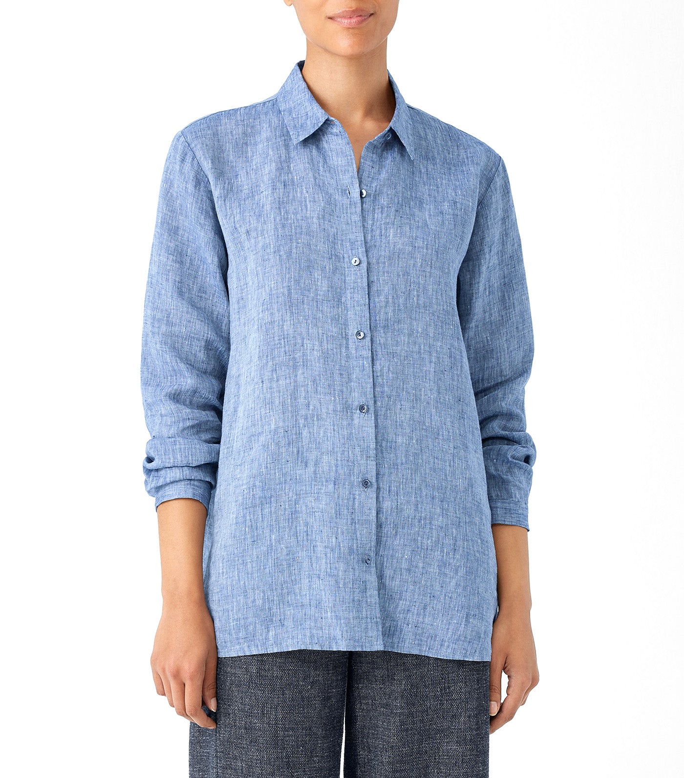 Yarn-Dyed Handkerchief Organic Linen Shirt Chambray