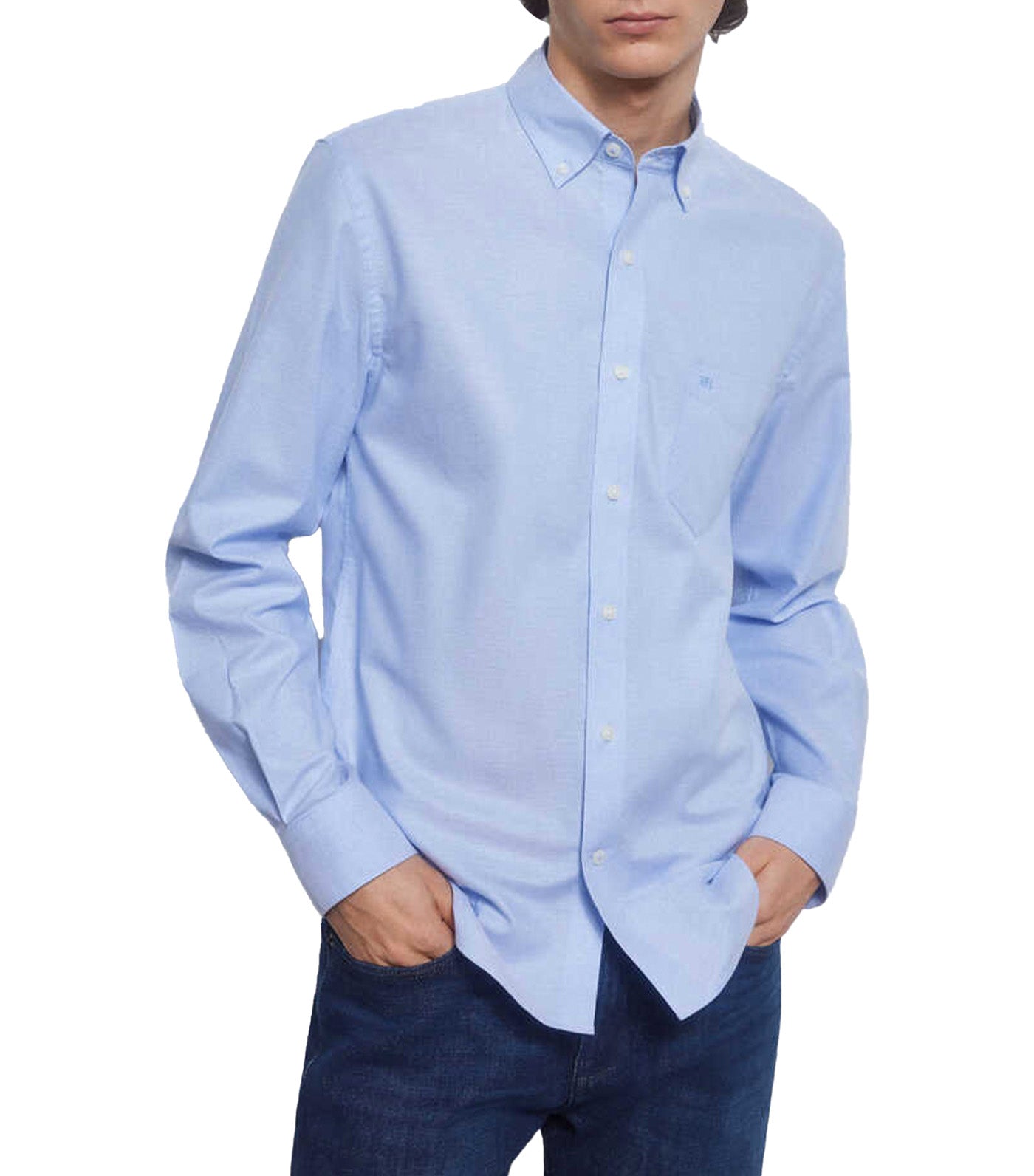Striped Non Iron Oxford Shirt Blue