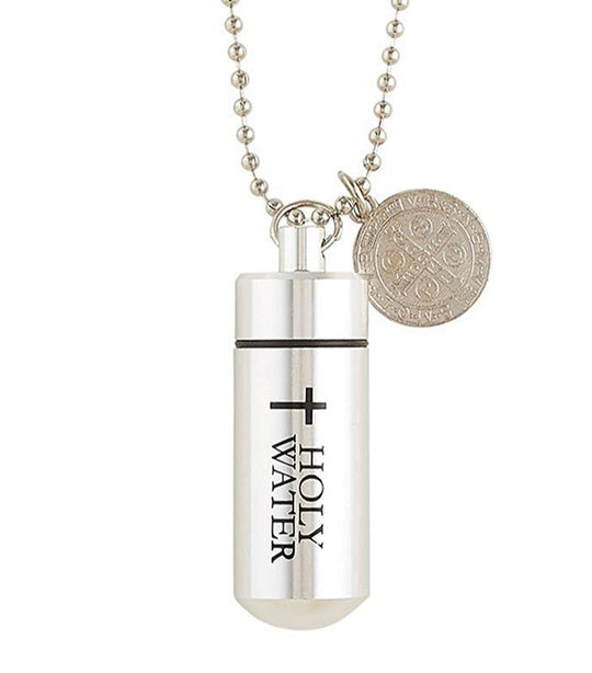 Holy Water Pendant with Chain Silver