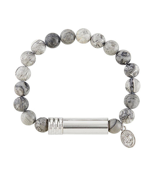 Padre Pio Prayer Bracelet Gray/Silver