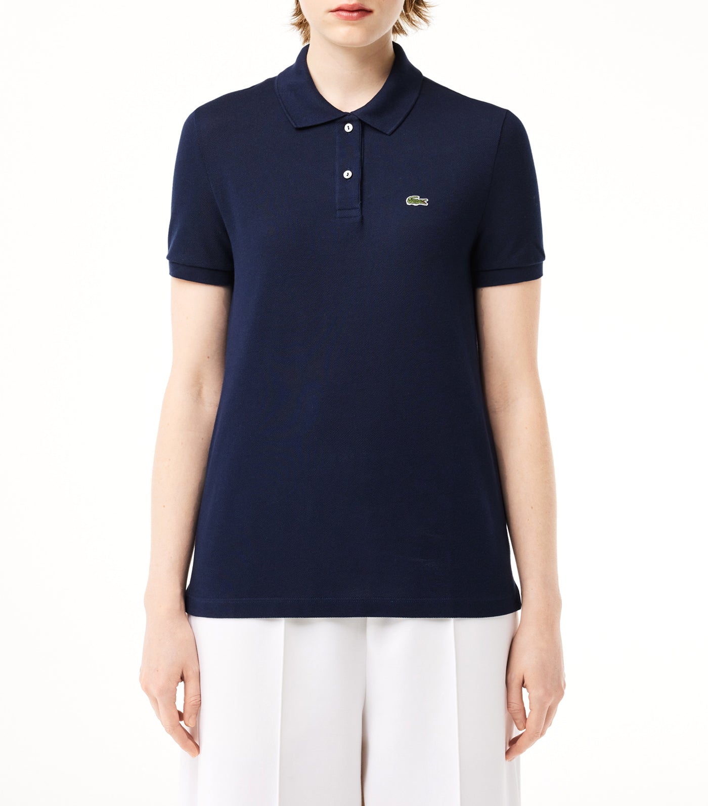 Women's Lacoste Classic Fit Soft Cotton Petit Piqué Polo Shirt Navy Blue