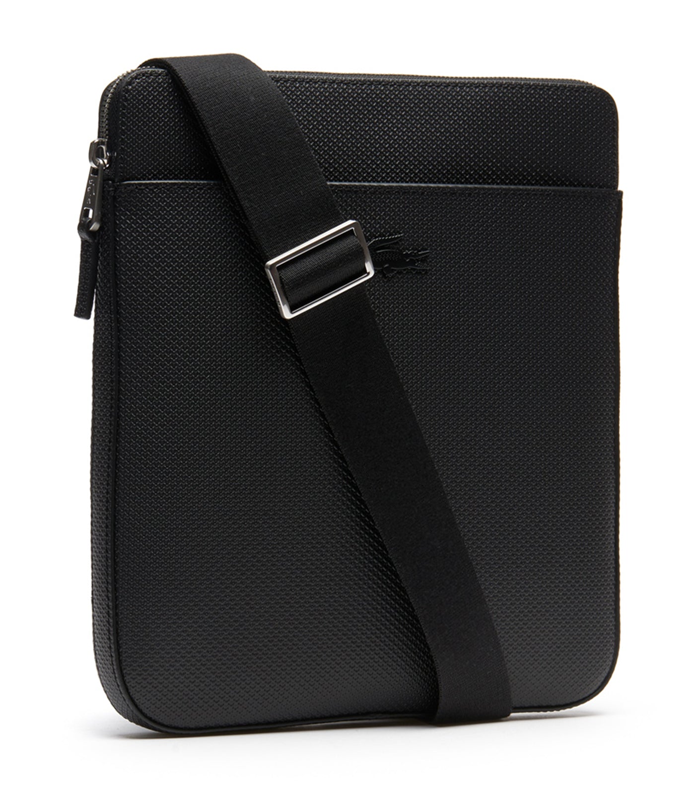 Men's Chantaco Matte Piqué Leather Flat Zip Bag Black