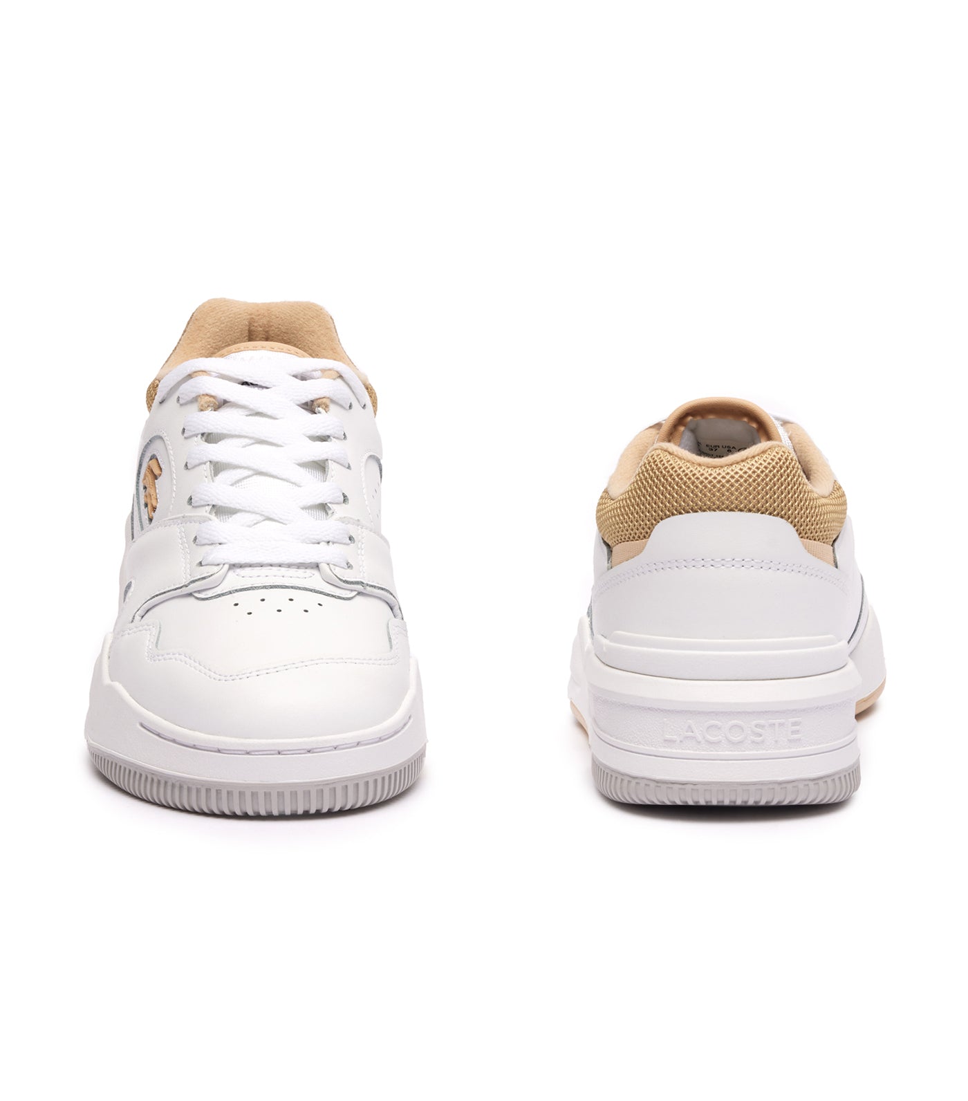 Women's Lineshot Contrasted Collar Leather Trainers  White/Light Brown