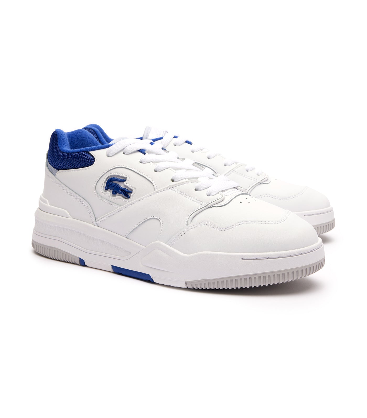 Men's Lineshot Contrasted Collar Leather Trainers  White/Blue