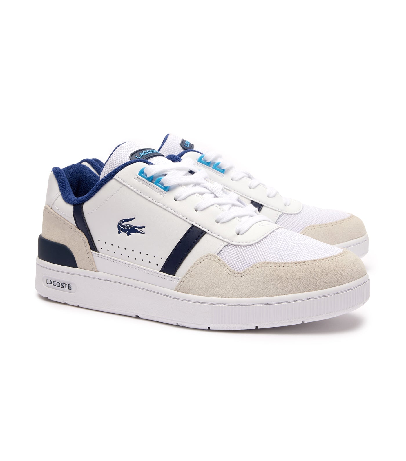 Men's T-Clip Contrasted Leather Trainers  White/Blue