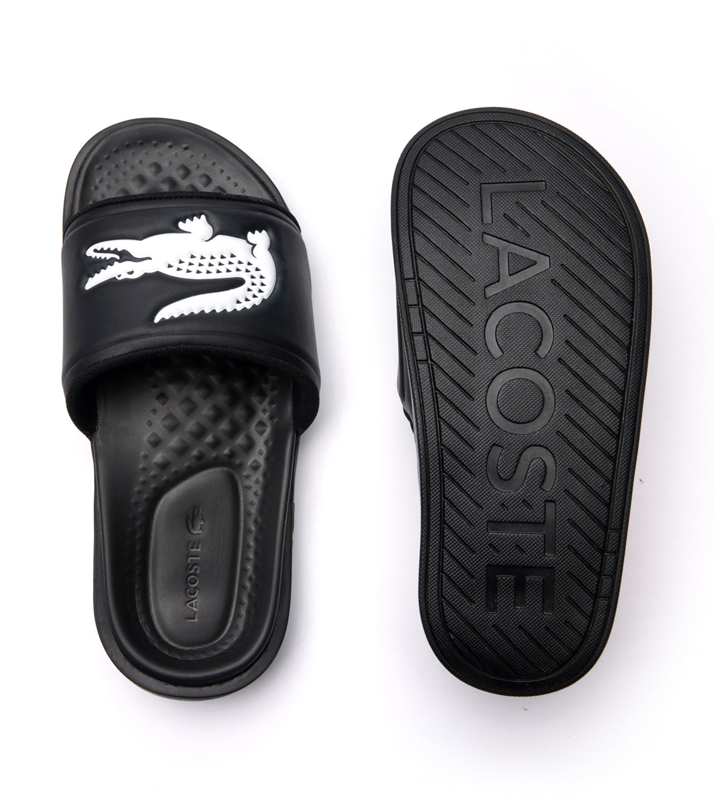 Women's Croco Dualiste Synthetic Logo Strap Slides Black/White