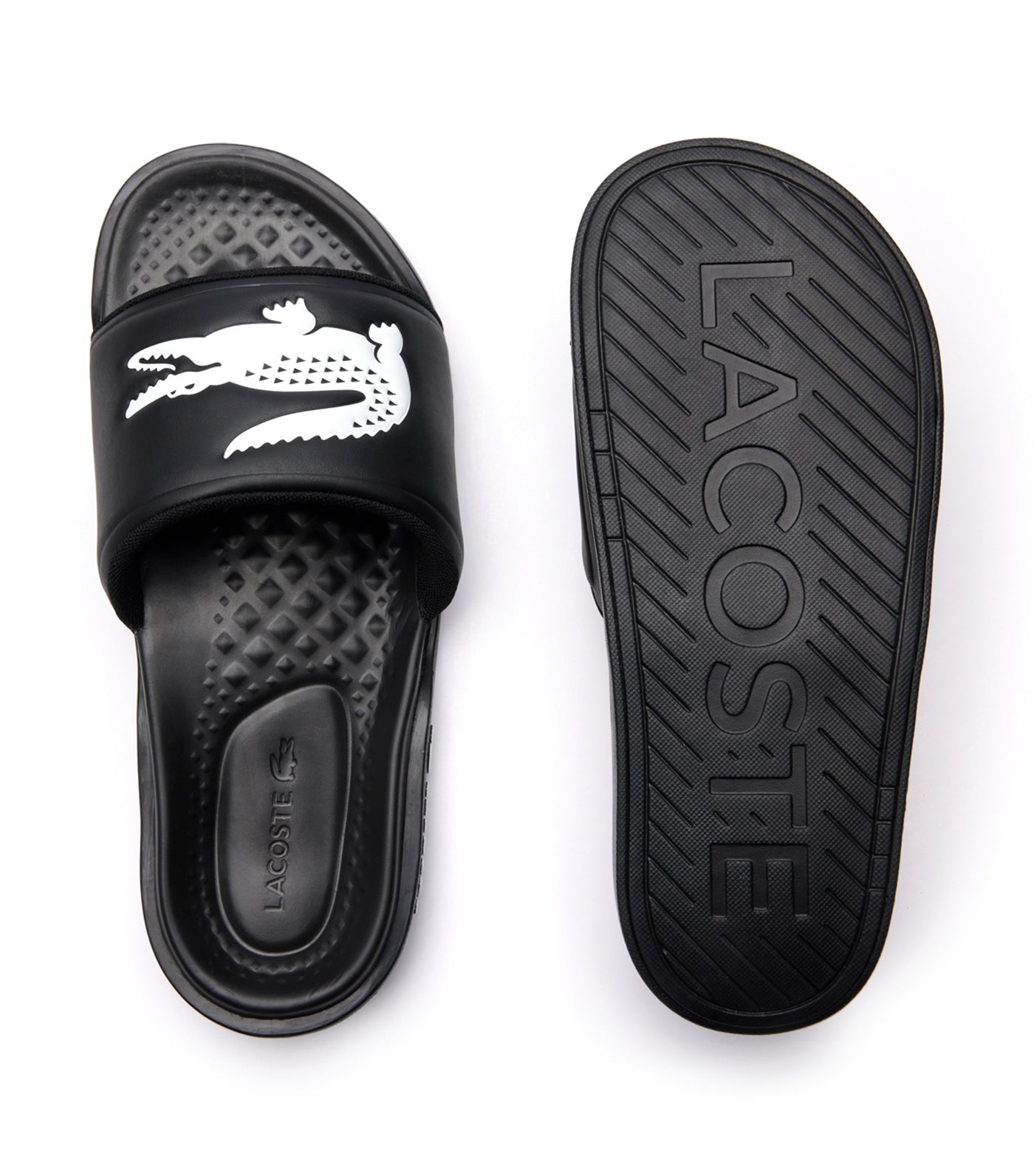 Men's Croco Dualiste Synthetic Logo Strap Slides Black/White