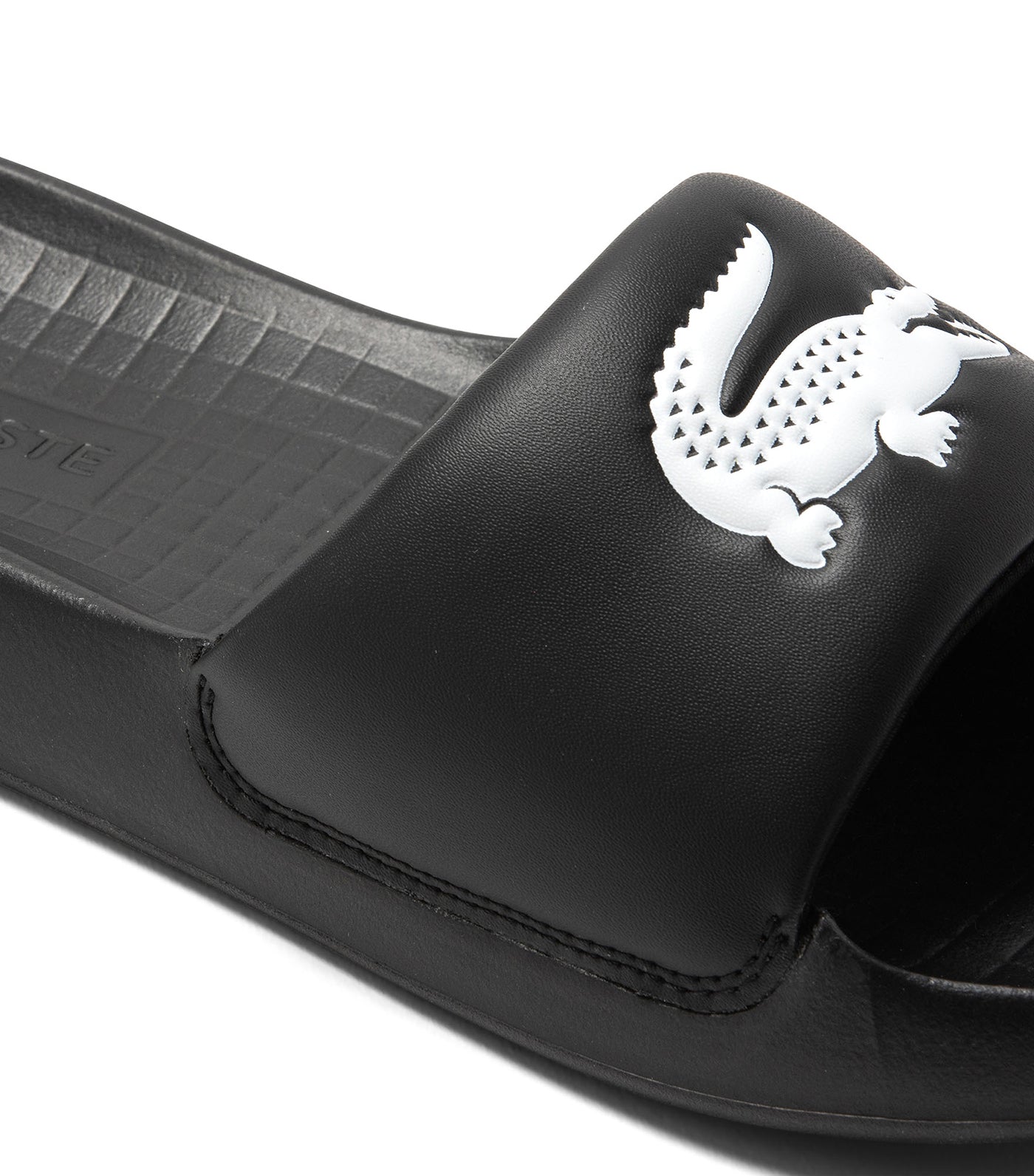 Women's Lacoste Croco 1.0 Synthetic Slides Black/White