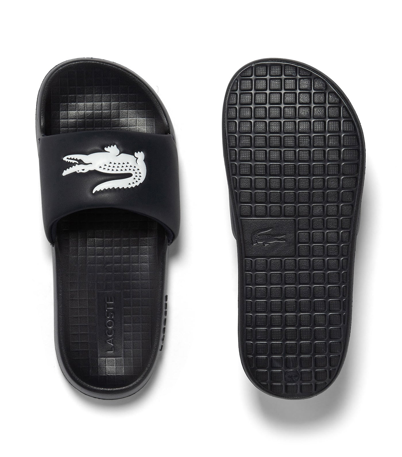 Men's Lacoste Croco 1.0 Synthetic Slides Black/White