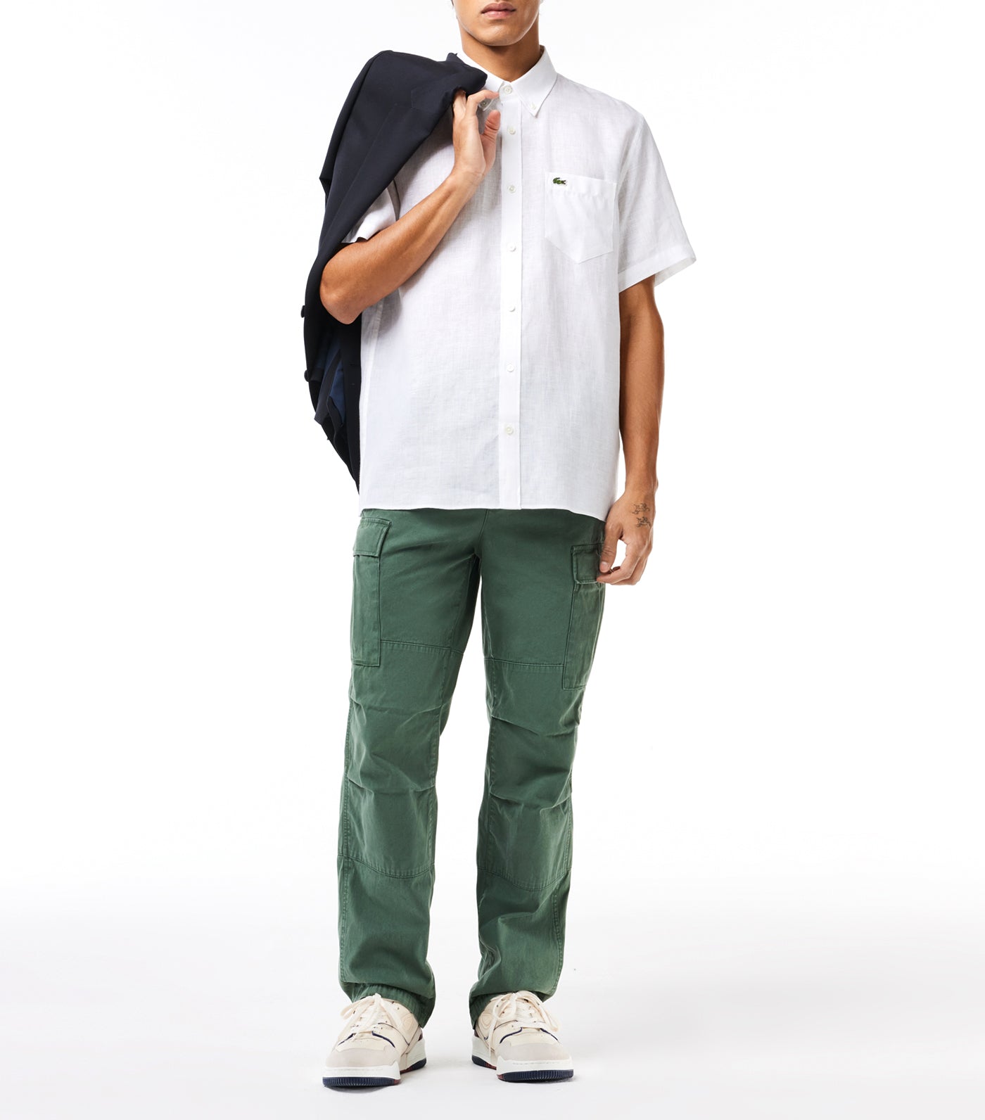 Men’s Lacoste Short Sleeve Linen Shirt White