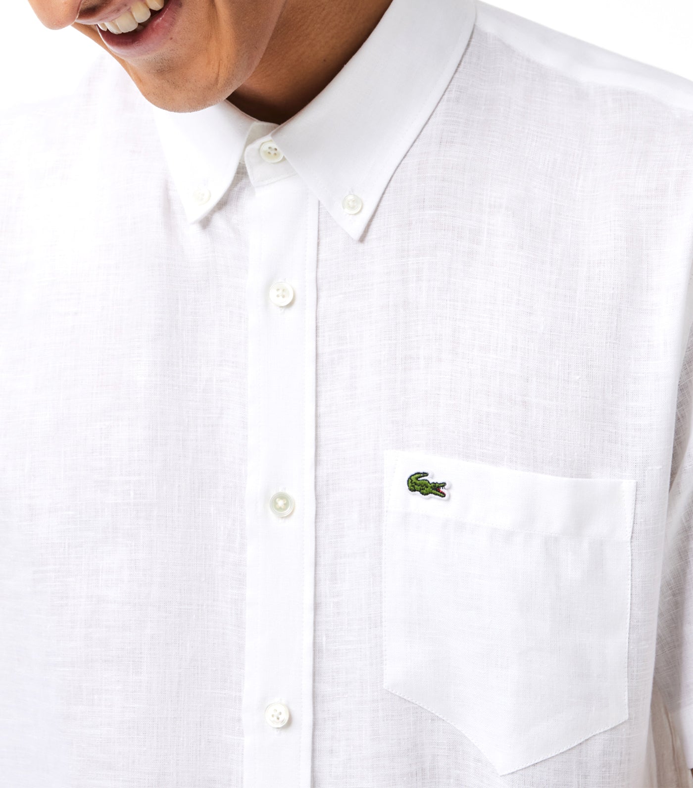 Men’s Lacoste Short Sleeve Linen Shirt White