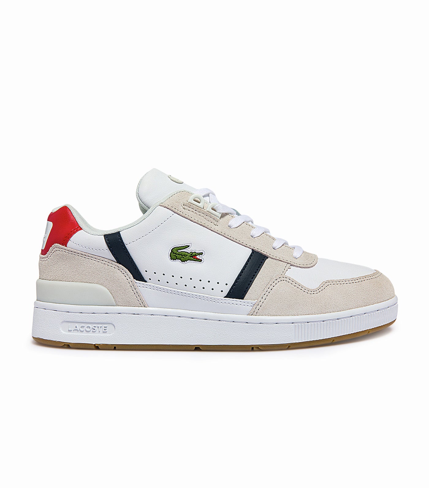 Men's T-Clip Tricolour Leather and Suede Trainers White/Navy/Red