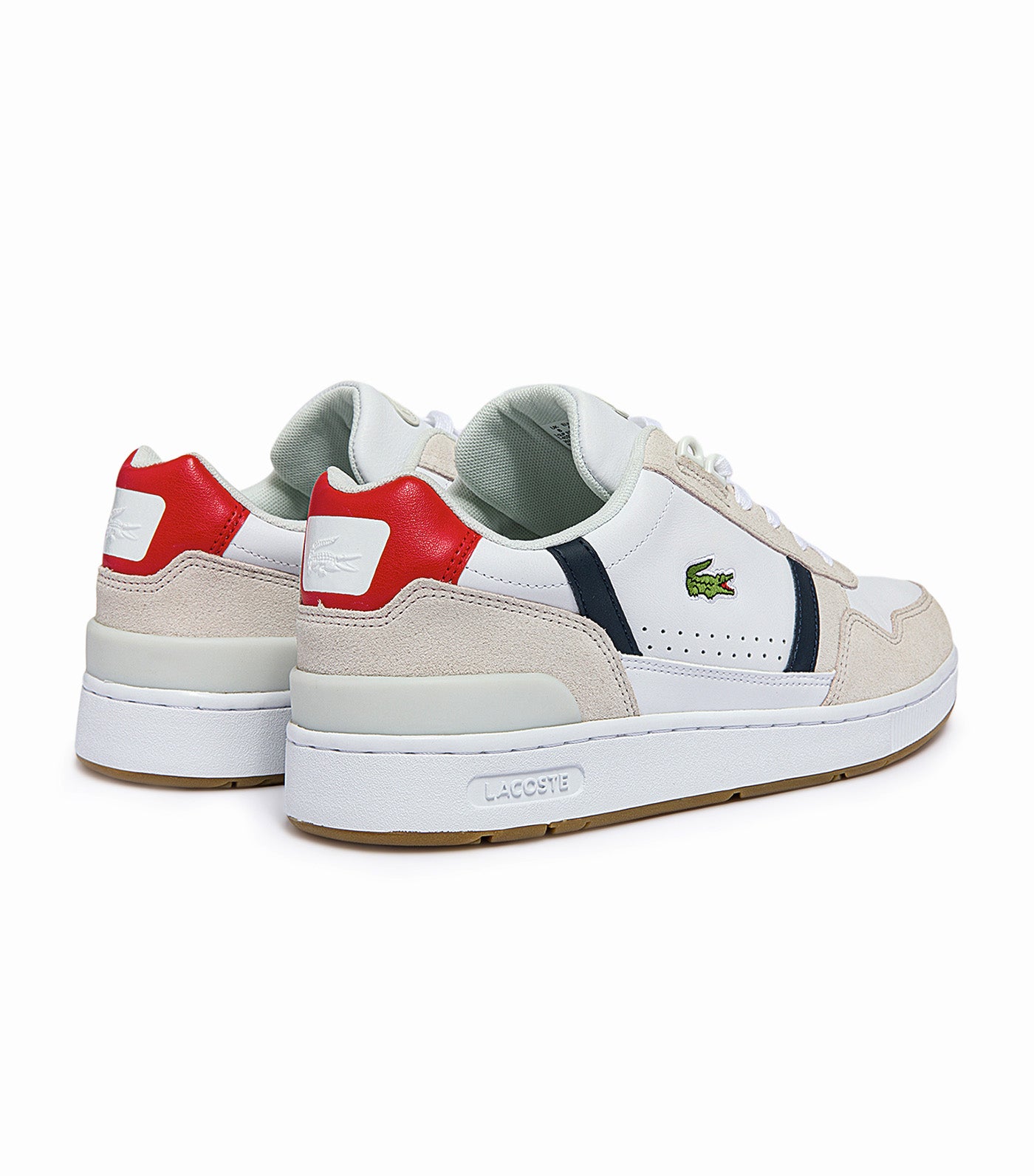 Men's T-Clip Tricolour Leather and Suede Trainers White/Navy/Red