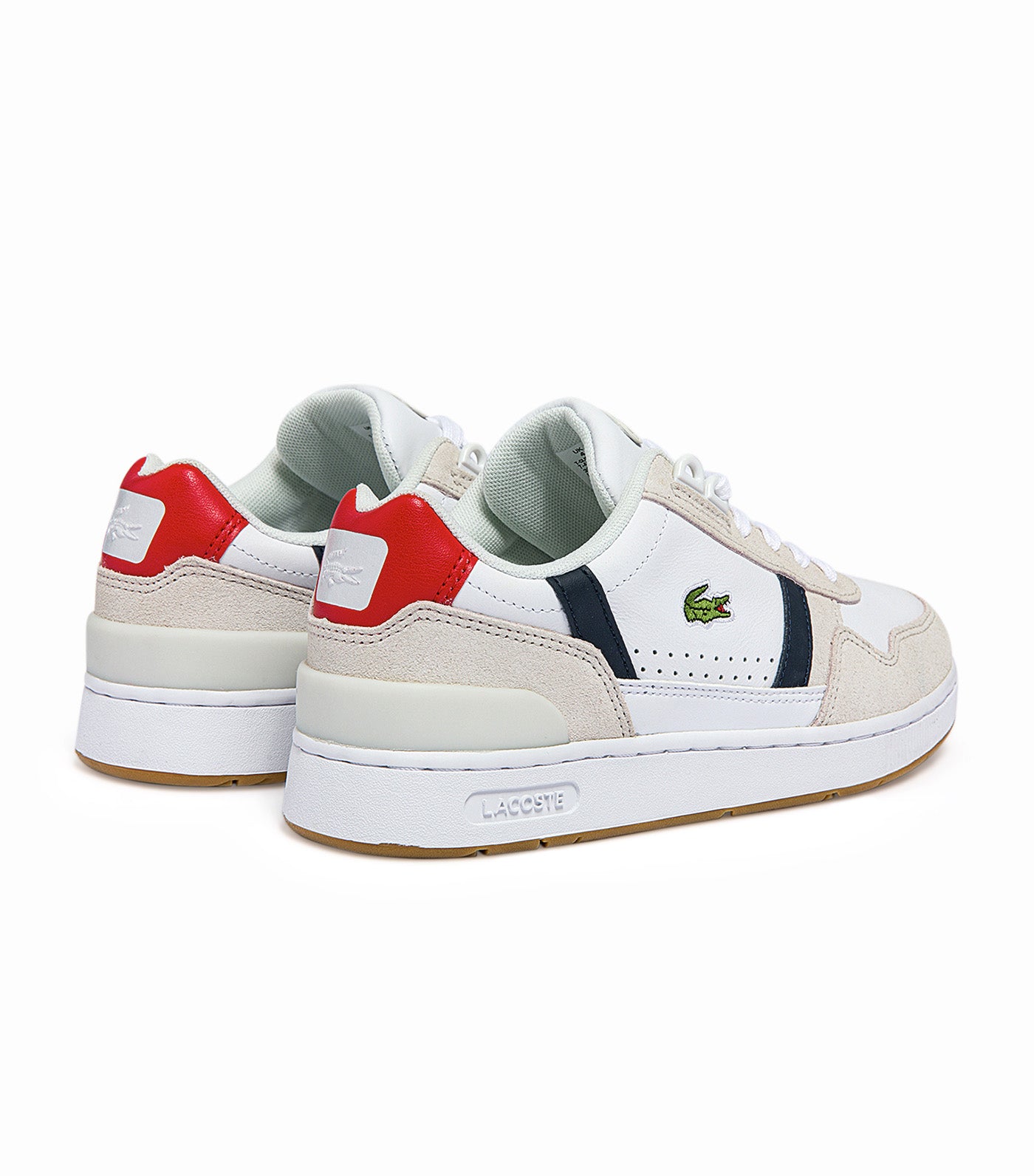 Women's T-Clip Tricolour Leather and Suede Trainers White/Navy/Red