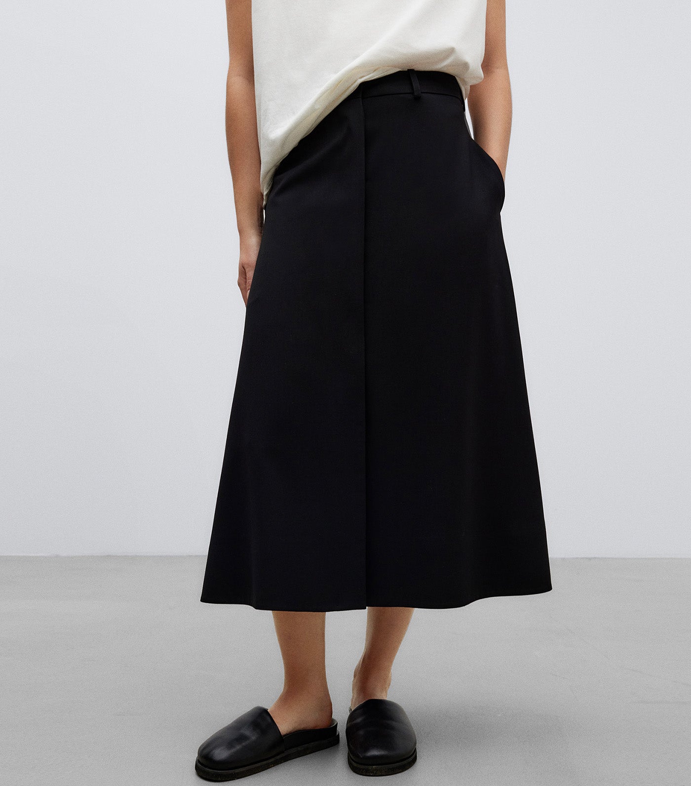 Wool Fabric Skirt Black