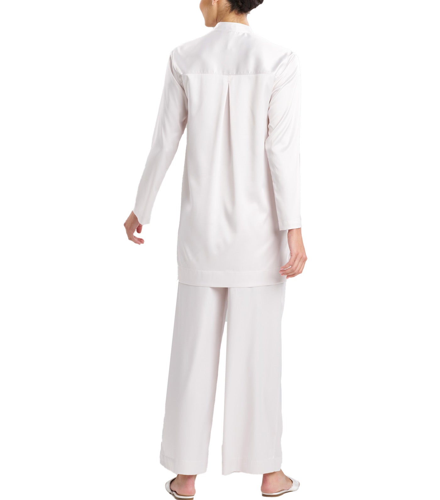 Glamour Mandarin Tunic Sleepshirt Off White