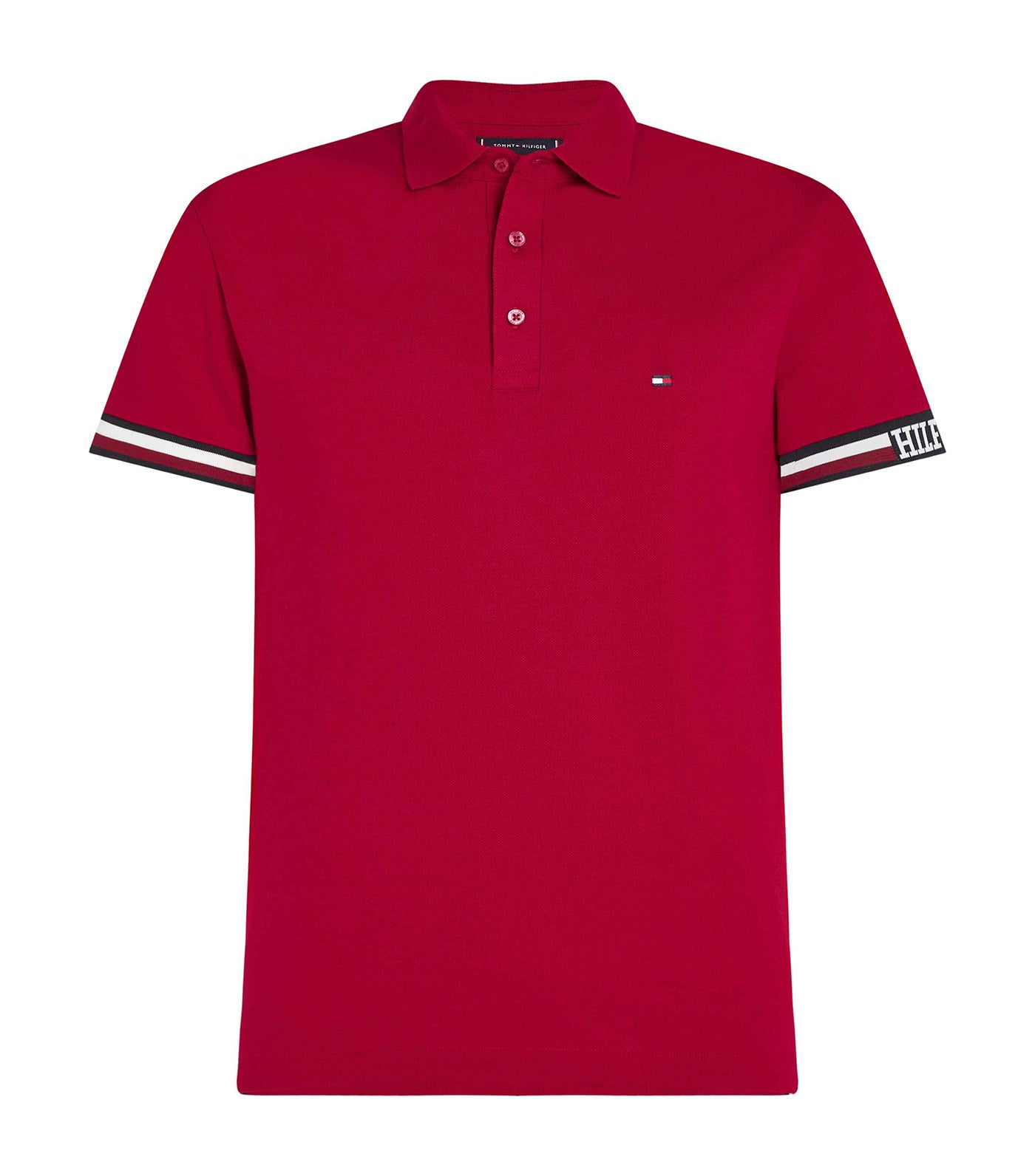 Men's Monotype Flag Cuff Slim Fit Polo Royal Berry