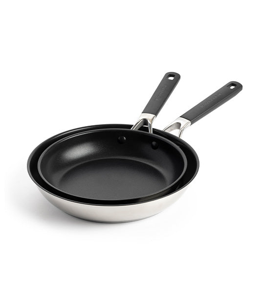 Classic Stainless Steel Fry Pan - Set of 2 (24cm, 28cm)