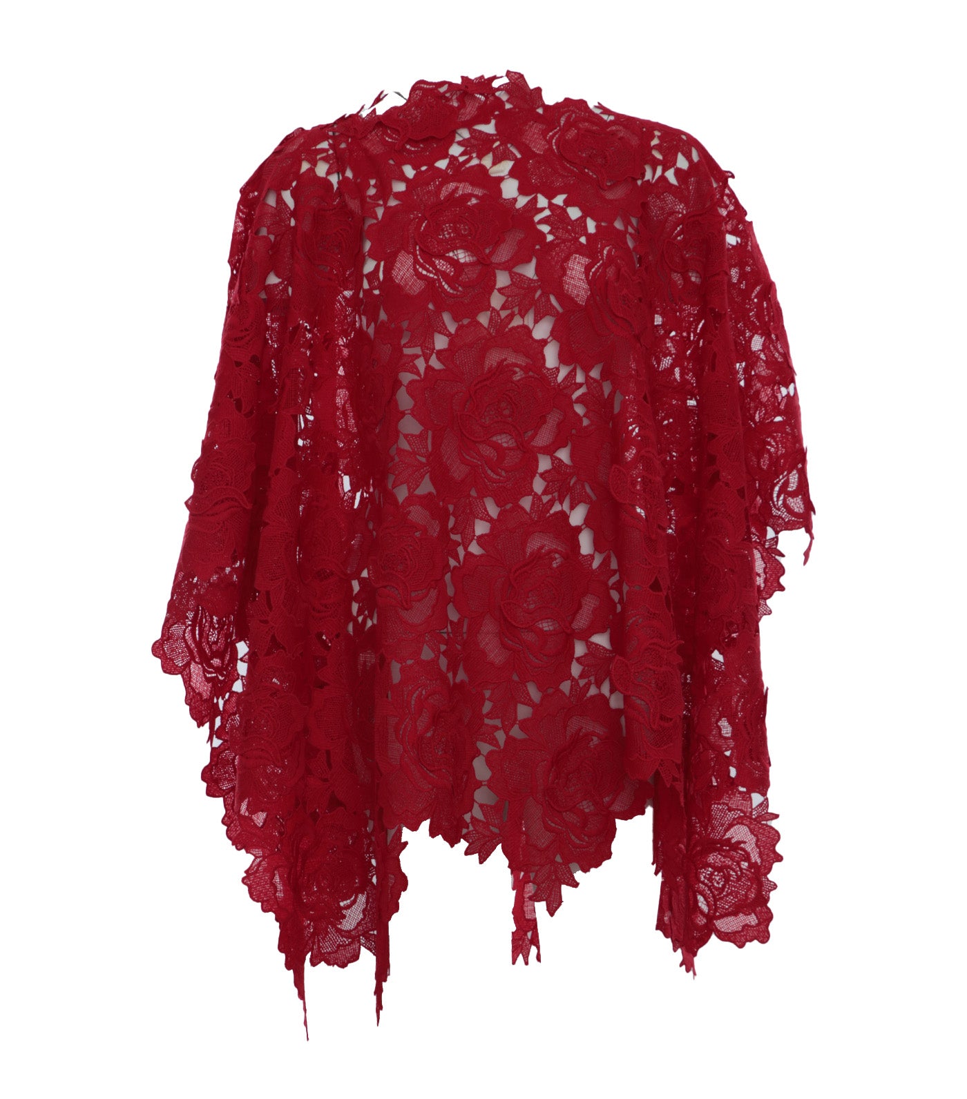 Lily Lace Poncho Red