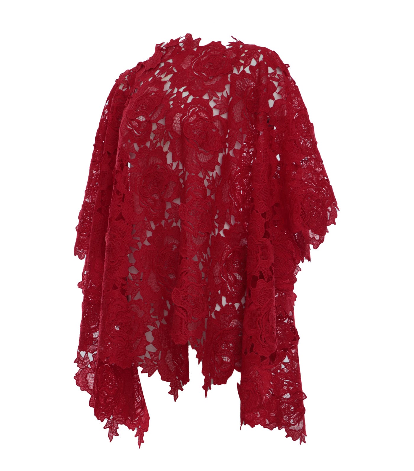 Lily Lace Poncho Red