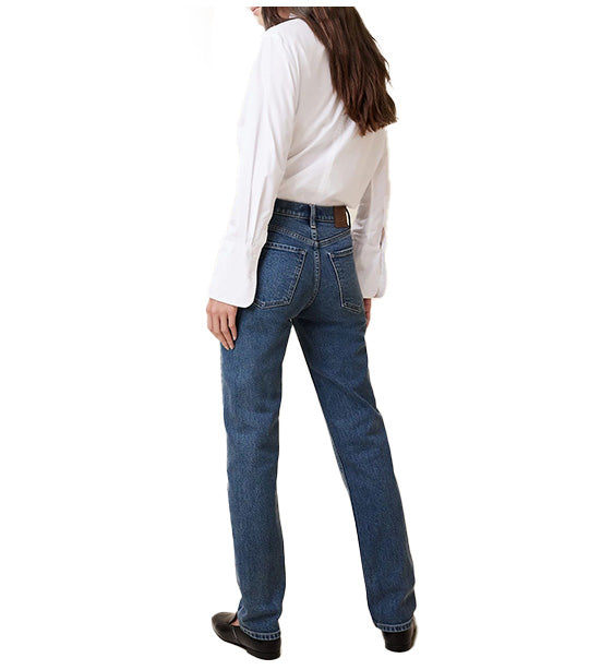 High-Rise Straight Jeans Blue