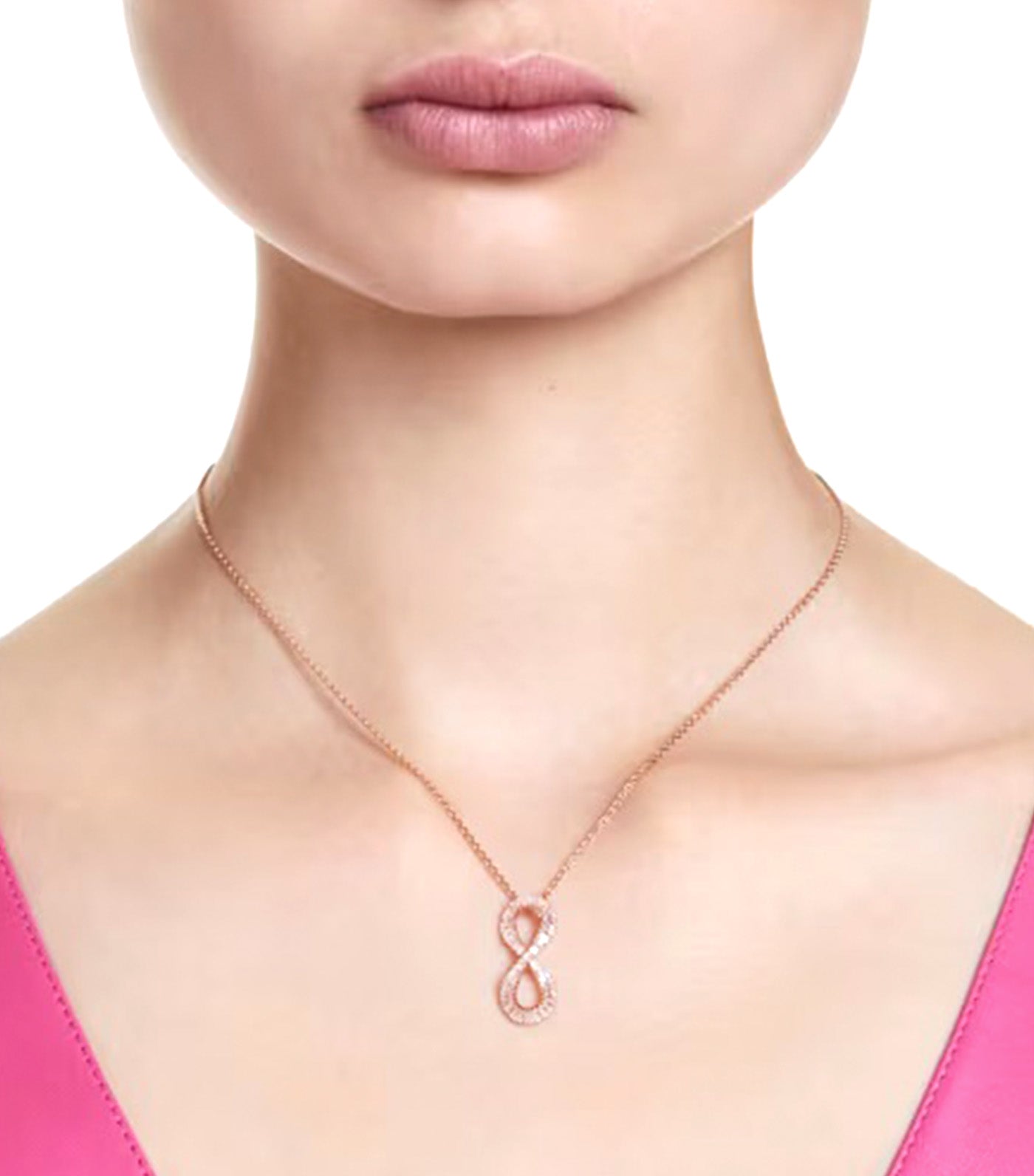 Hyperbola Pendant Infinity, White, Rose Gold-Tone Plated White