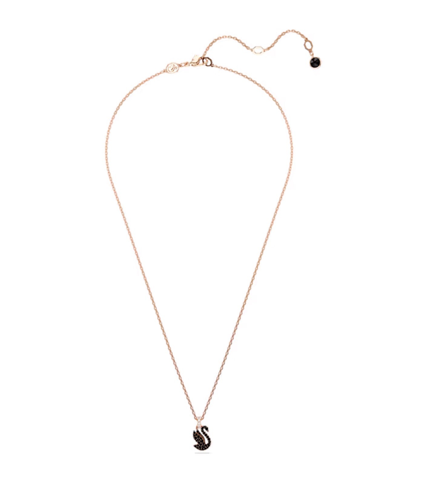 Swan Pendant Small Black Rose Gold-Tone Plated