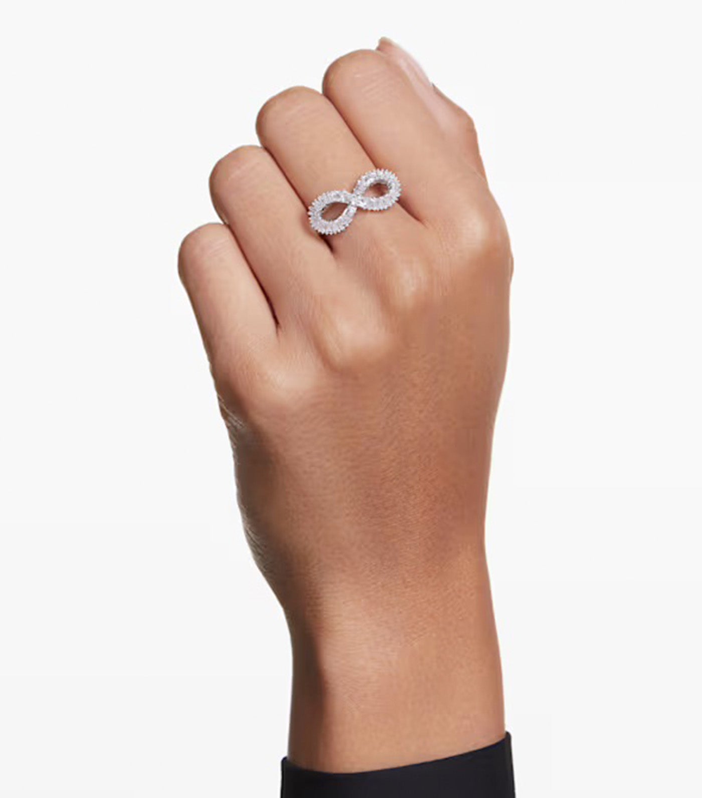 Hyperbola Cocktail Ring Infinity, White, Rhodium Plated White