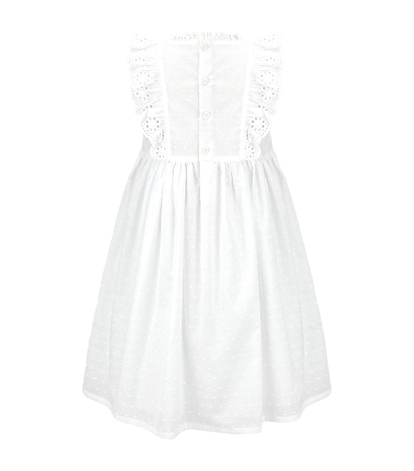 Felice Dress with Smocked Waist and Trim Details White
