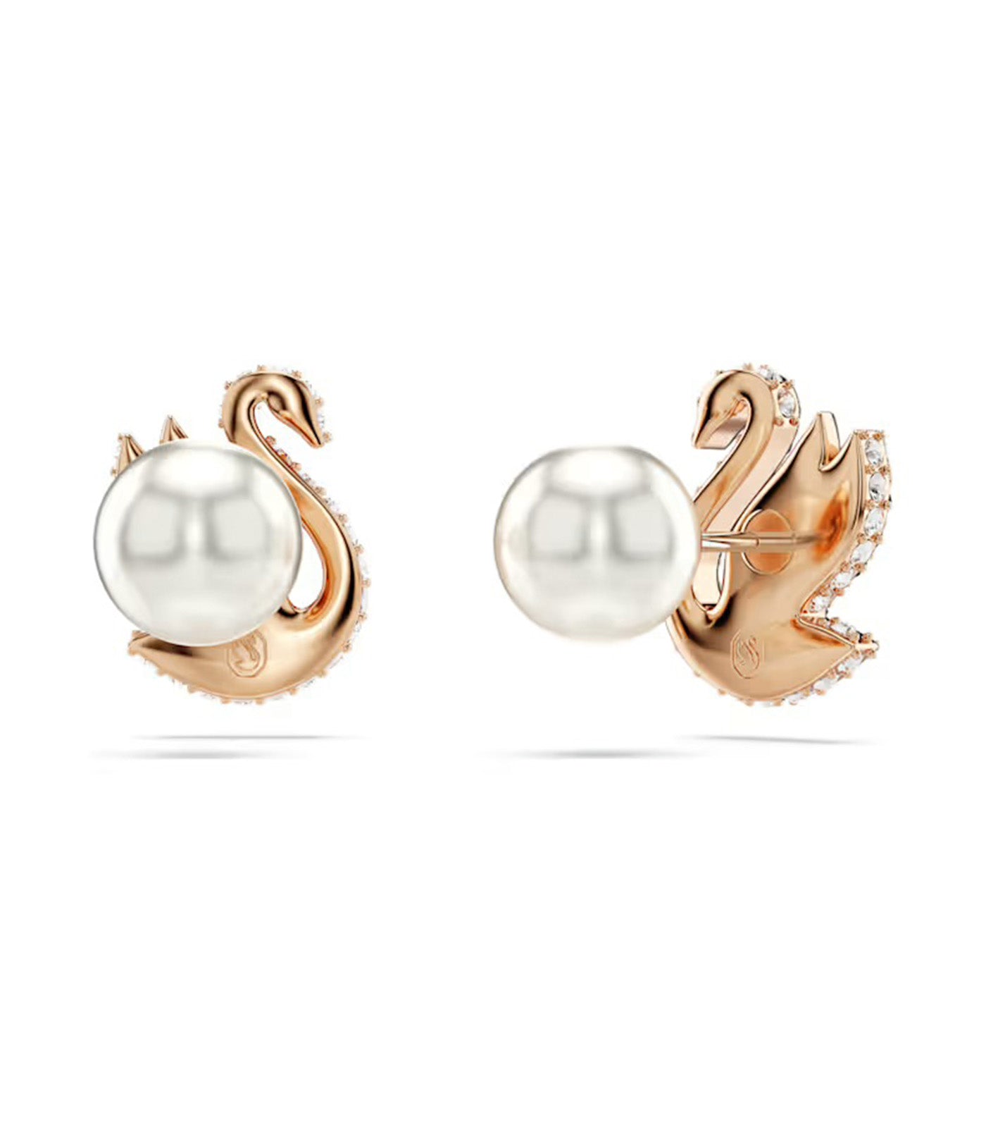 Swarovski Swan Stud Earrings Crystal Pearl