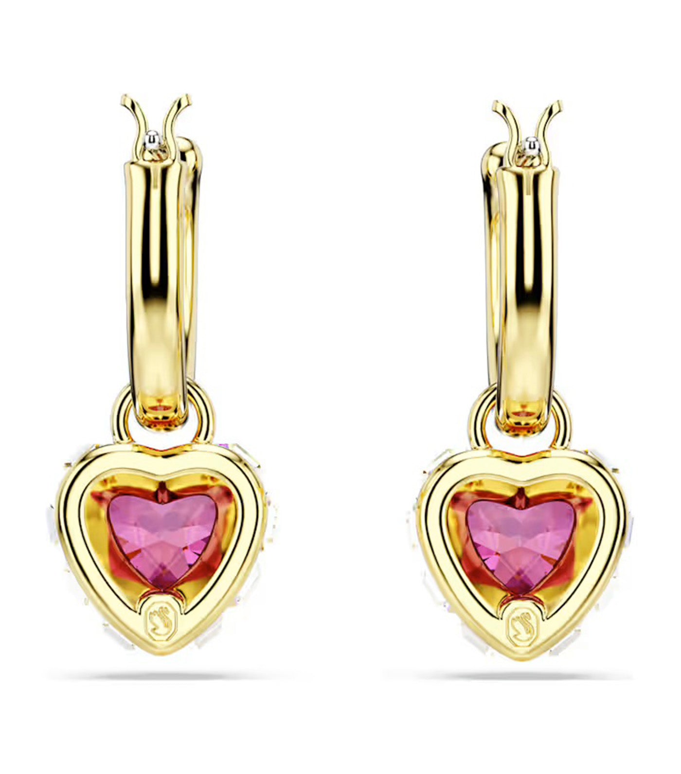 Chroma Drop Earrings Heart, Red, Gold-Tone Plated