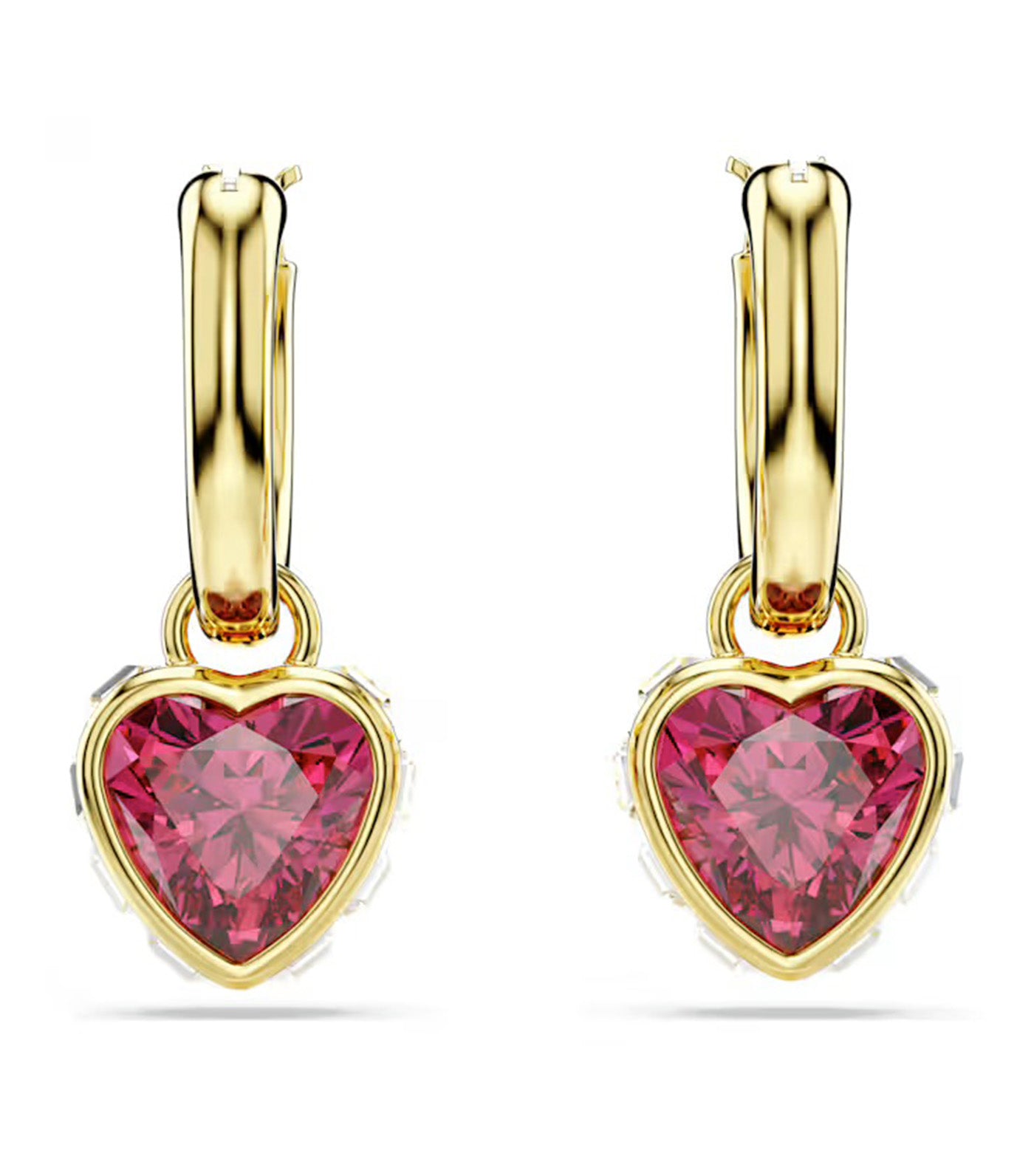 Chroma Drop Earrings Heart, Red, Gold-Tone Plated