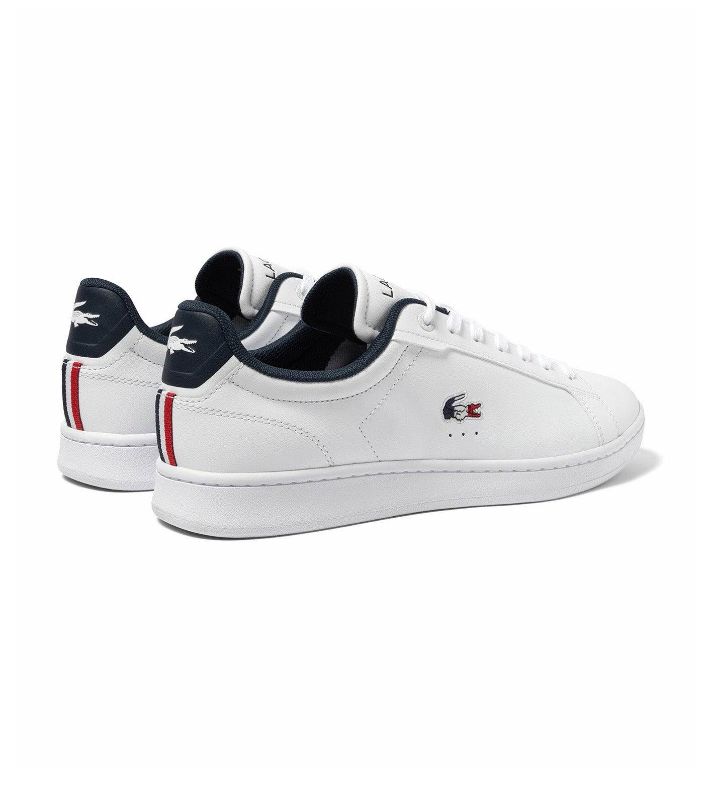 Men's Lacoste Carnaby Pro Leather Tricolour Trainers White/Navy/Red