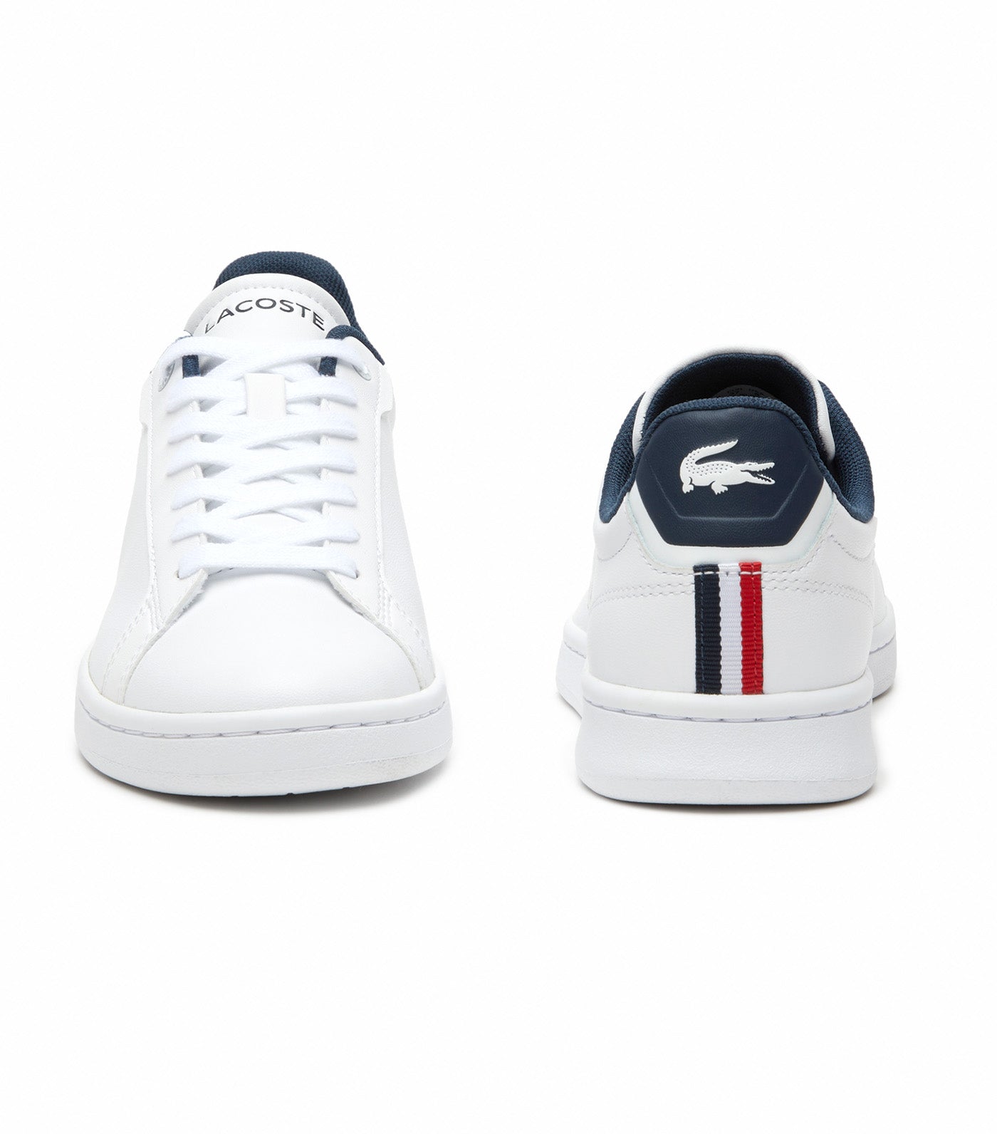 Women's Lacoste Carnaby Pro Leather Tricolour Trainers White/Navy/Red